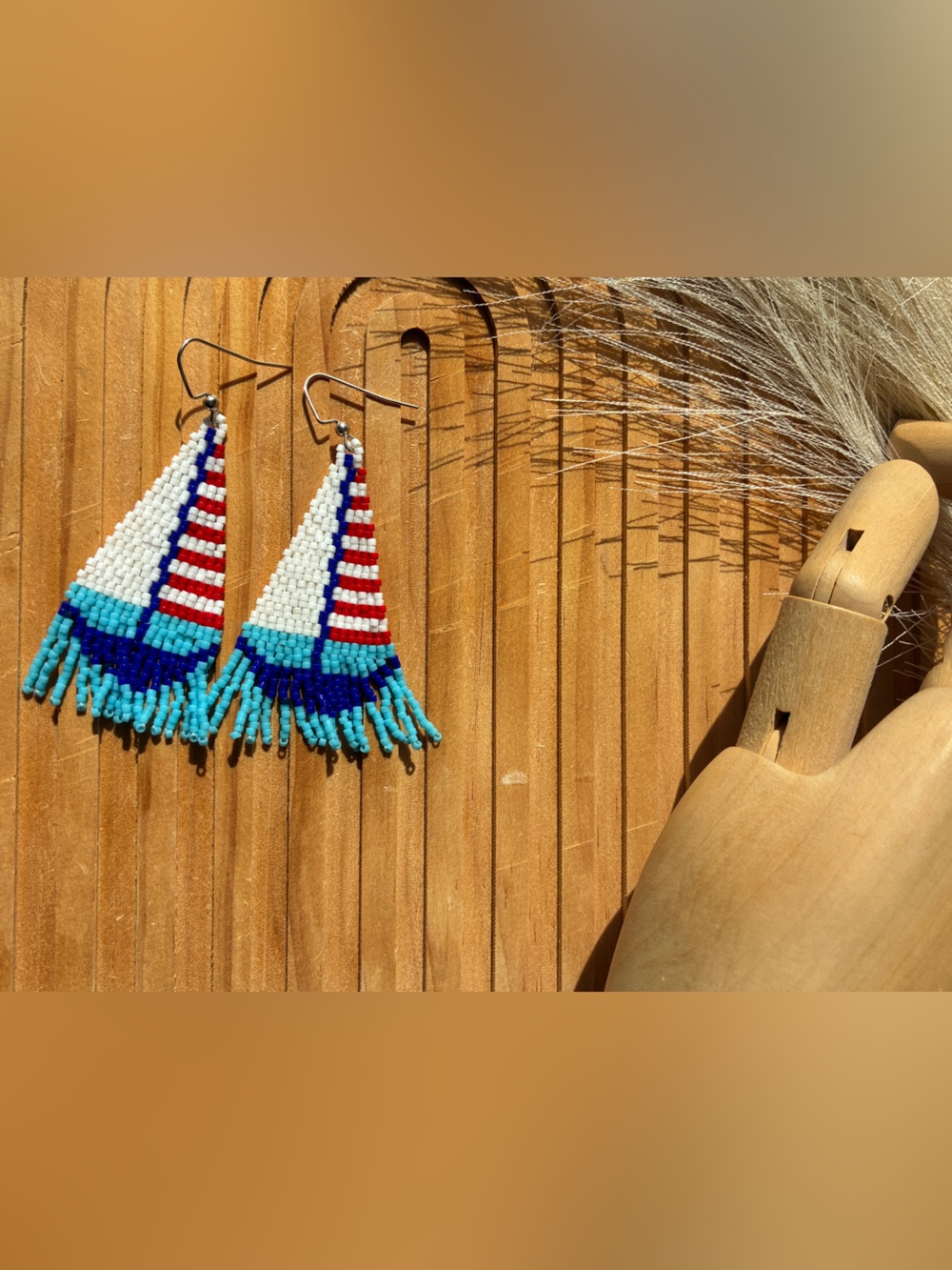 Handmade Green Beaded Fringe Earrings -Drift Loose brand on Etsy